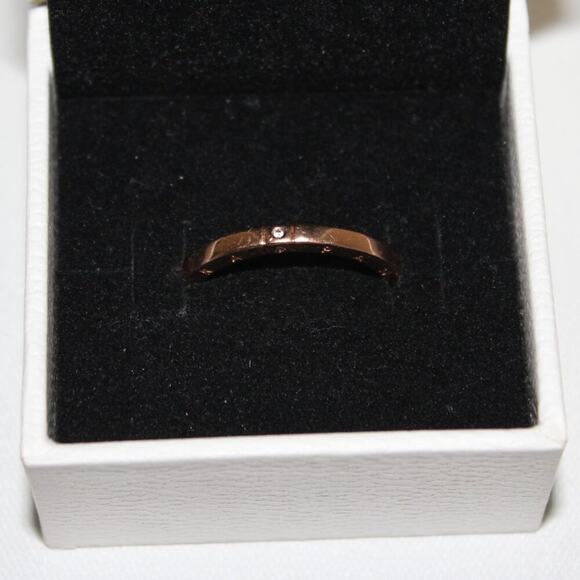 Pandora Logo & Hearts Ring Rose Gold Size 58 (8.5) - Picture 3 of 9